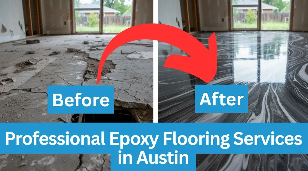 Gallery 19 Before and After results of our Professional Epoxy Flooring Services in Austin TX