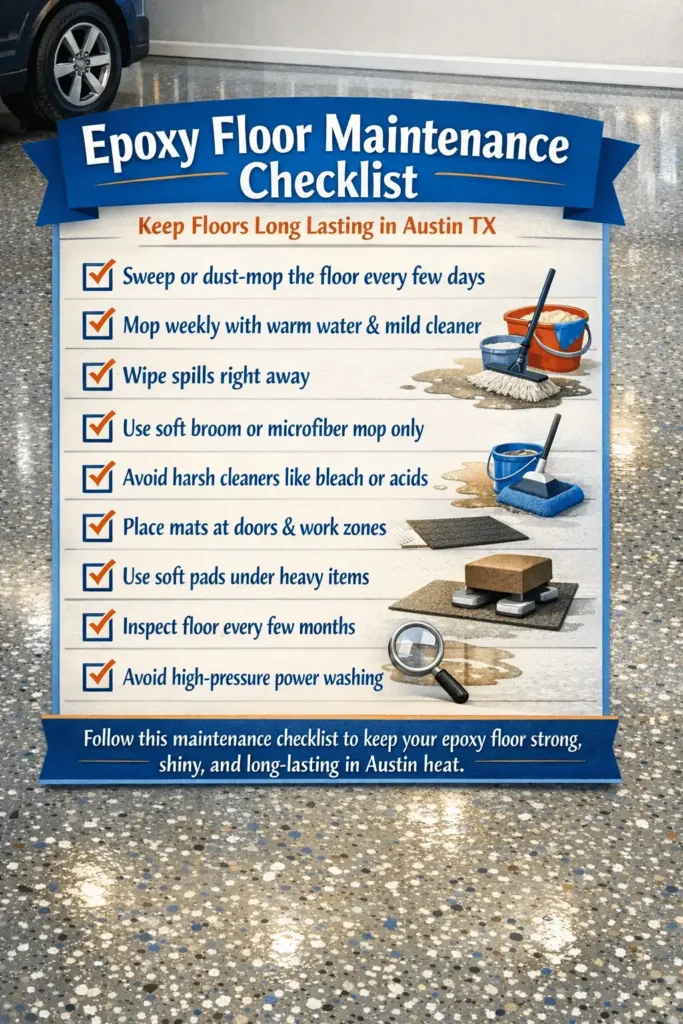 Epoxy Floor Maintenance Checklist – Keep Floors Long Lasting in Austin TX 1 Epoxy Floor Maintenance Checklist for Long Lasting Floors in Austin Texas