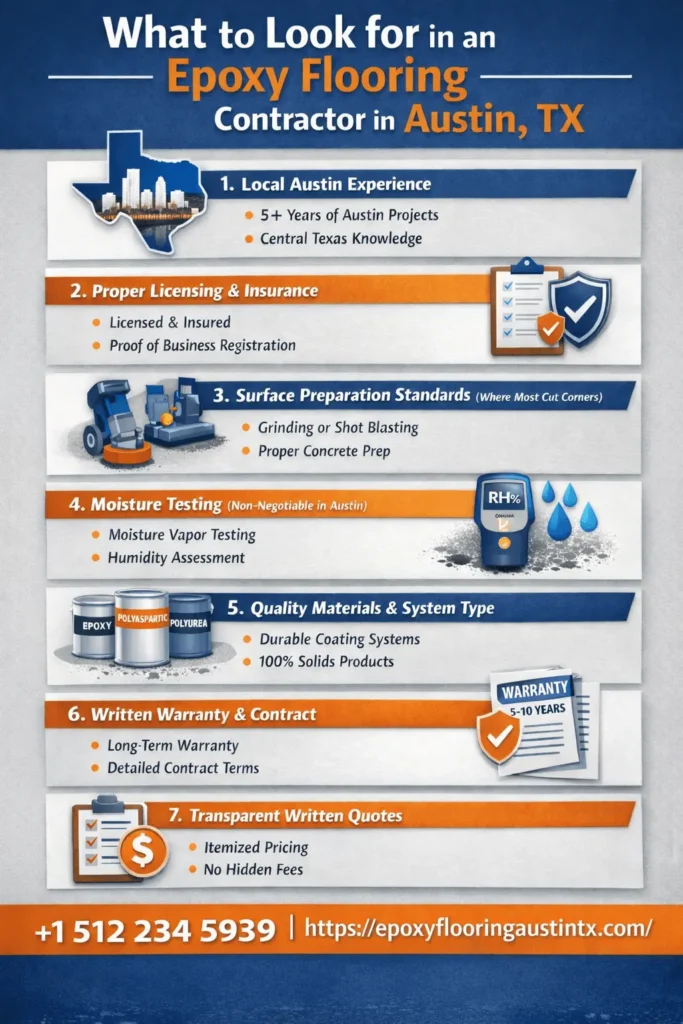 How to Choose the Best Epoxy Flooring Contractor in Austin, TX 1 What to Look for in an Epoxy Flooring Contractor in Austin, TX